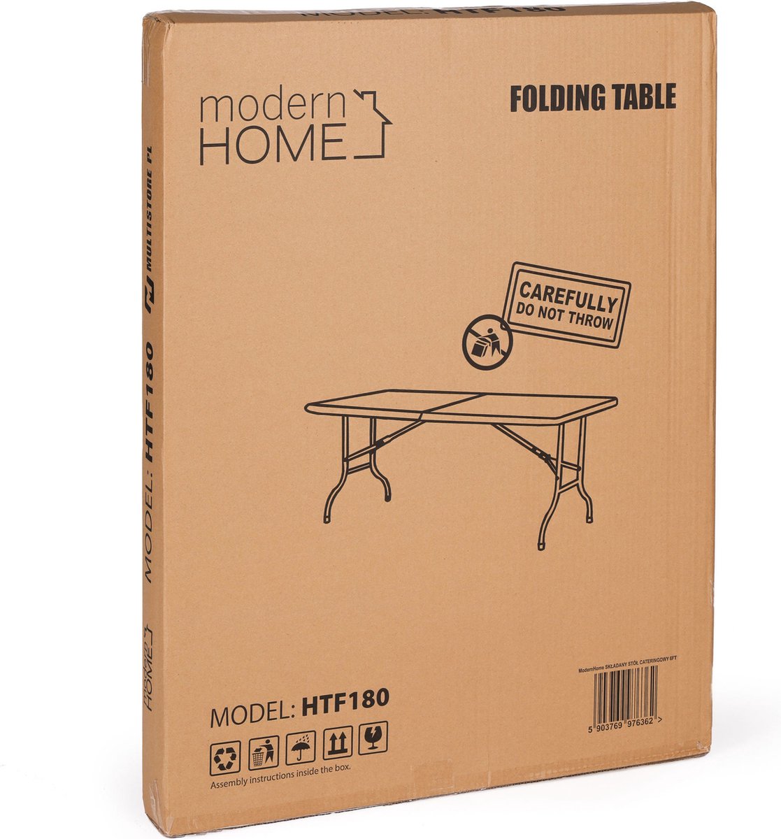 Inklapbare Tafel - Opklaptafel - 180x70x73,5 Cm - Wit