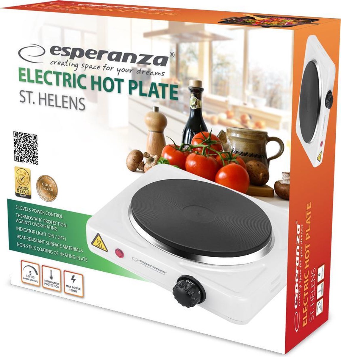Esperanza Elektrische Kookplaat Voor 1 Pan