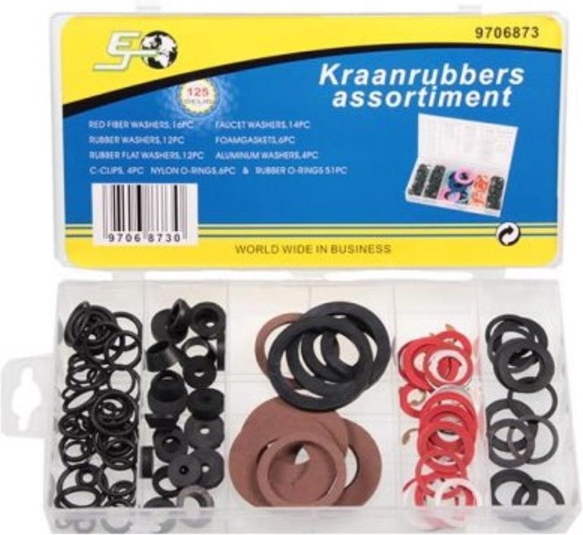Topgear Kraanleer - Sanitair O - Ring Set - Assortimentbox - 125 Stuks