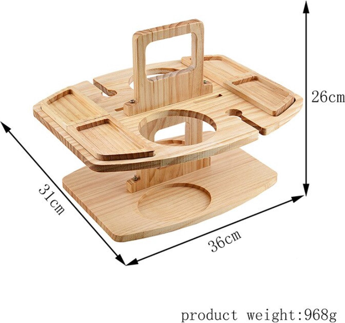Merkloos Houten Outdoor Wijntafel Draagbare Houten Picknicktafel Mini Campingtafels Met Wijnglas Houder Voor Tuin Outdoor Camping Picknick Strand - Plataan Hout - Wijn