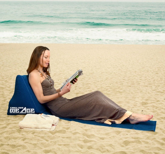 CKB LTD - Chill Out - Luchtbed - Campingstoel - Wedge Opblaasbare Ligstoel - Blauw Strandstoel 1 Persoons Volwassen Luchtbedden Kampeerstoel Vouwstoel Stoel Slaapmatje Slaapmatten Opvouwbaar Volwassenen Tuinstoel Opblaasstoel Kampeerstoelen Lucht