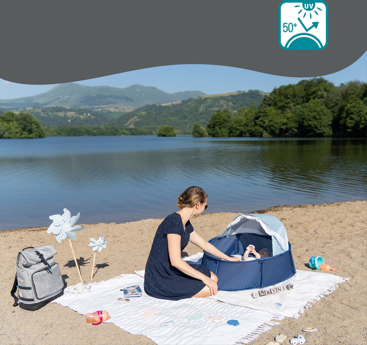 Babymoov Babyni Speelruimte & Extra Bedje Anti-UV FPS 50+ Marinière