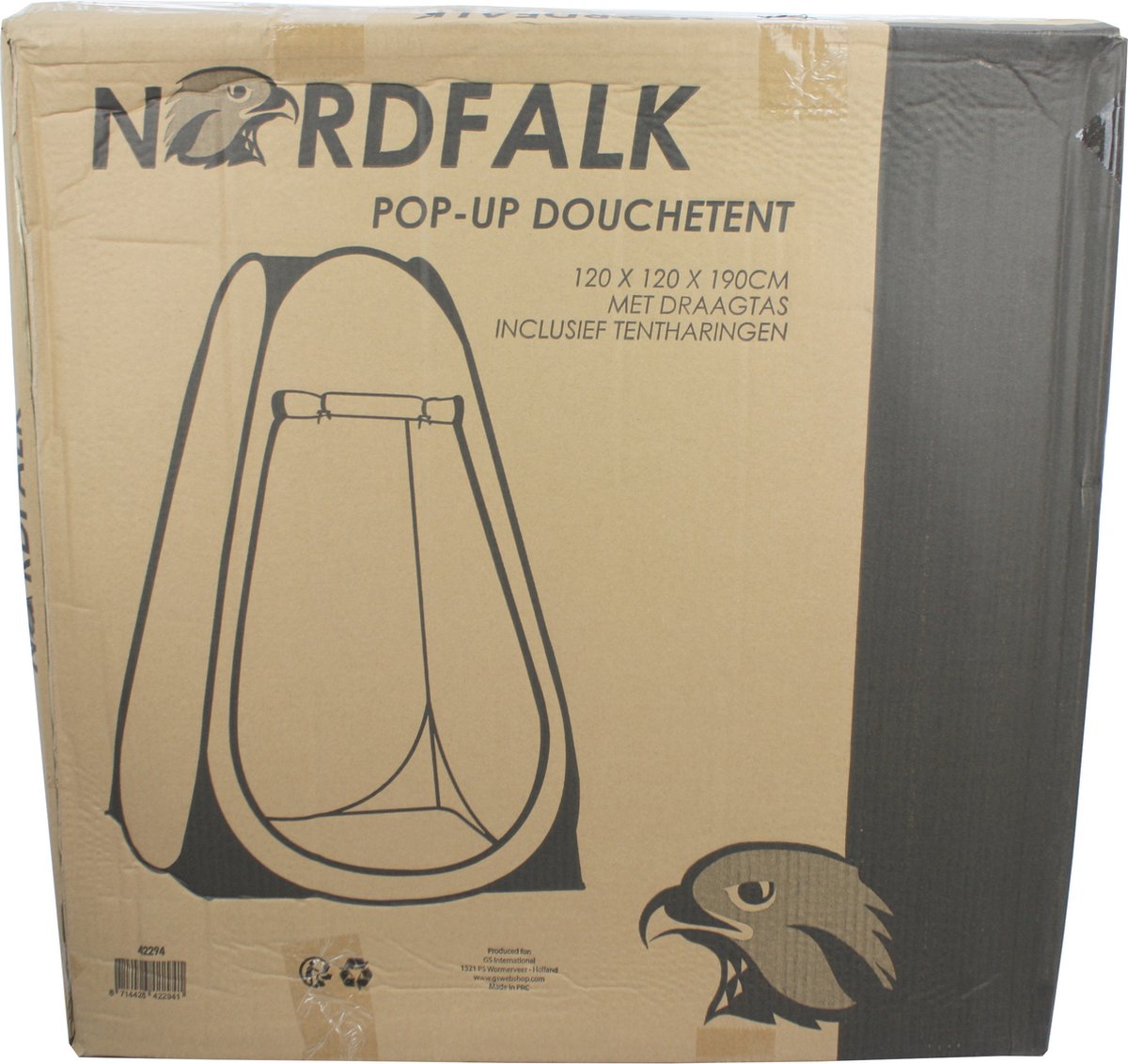 NordFalk Douchetent Pop-up 190 Cm - Camping Douche - Omkleedtent - Incl. Tentharingen En Draagtas - Groen