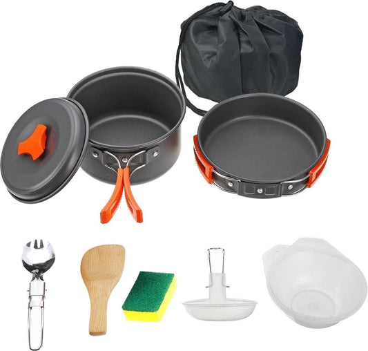 Camping Outdoor Kookset 13-delig Camping Servies En Pannen Pannenset Keukengerei - BPA-vrij & Geen Giftige Stoffen - Opvouwbaar & Licht - Ideaal Voor Reizen, Festival, Wandelen