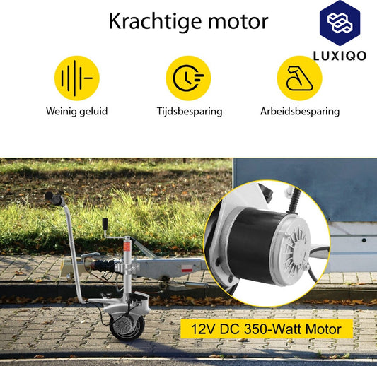 Luxiqo® Elektrisch Neuswiel – Gemotoriseerd Neuswiel – Caravan Mover – Neuswiel Mover – Caravan Neuswiel – Trailer Verplaatser – Elektrische Aanhanger – 350 W – Tot 2270 KG