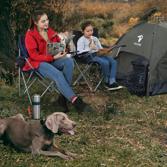 Set Van 2 Opvouwbare Campingstoelen, Klapstoelen Voor Buiten, Comfortabel, Met Armleuningen En Bekerhouders, Stabiel Frame, Draagvermogen 120 Kg - Blauw