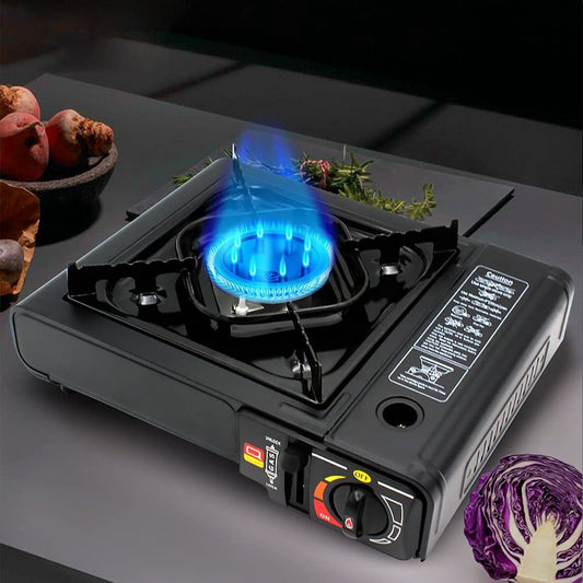 Borvat® |Draagbare Gasfornuis - Camping Kookstel - Inclusief 4 Gasflessen - Gas Stove - Gasfornuis - Kooktoestel - Outdoor - Op Reis + Gratis Smartphone Auto Magneethouder.