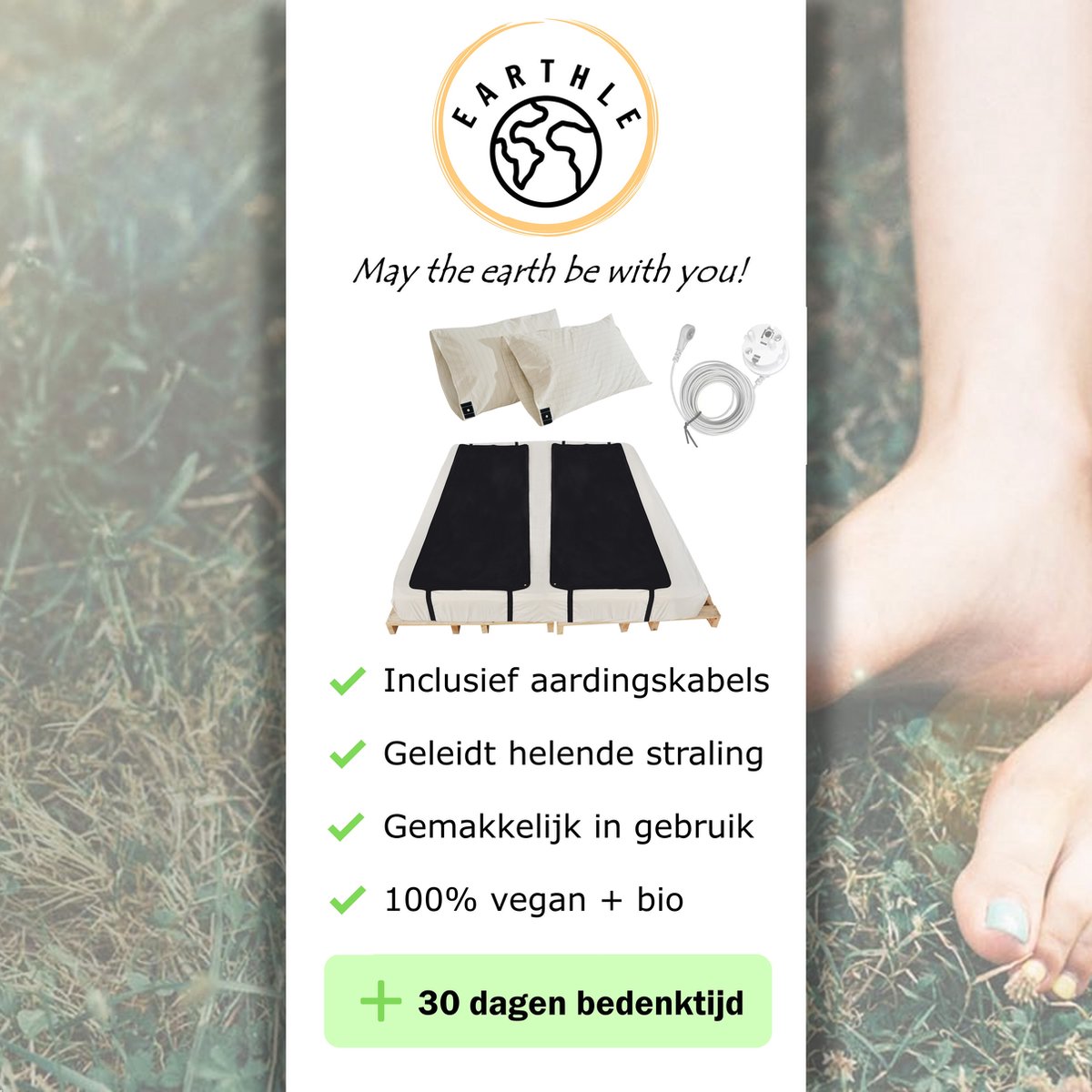 Earthle Volledige Earthing Tweepersoons Aardingsset - 2x Slaapmat + 2x Kussensloop - Aardingsmat - Aarden - Earthing Mat - Aarding - Grounding Mat - Kussensloop - Aardingskussensloop - Combo Deal