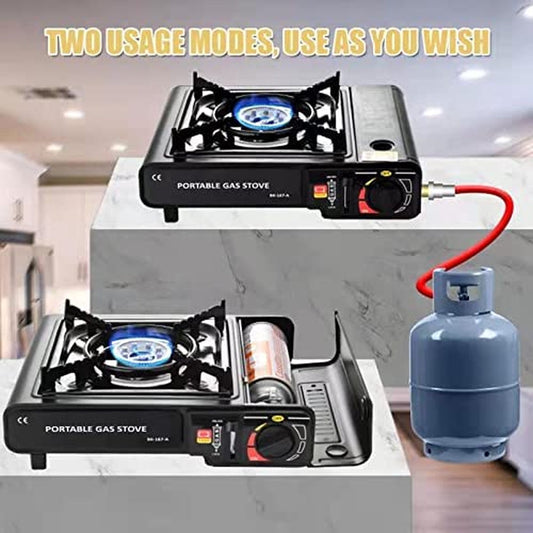 IBright Draagbare Camping Kooktoestel - Gasbrander - 1 Pits Gaspit - Elektrische Ontsteking - 2900 Watt - Met Koffer - Zwart