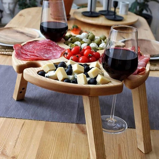 Merkloos Opvouwbare Draagbare Picknicktafel, Outdoor Opvouwbare Lichtgewicht Kampeertafel 30,5 Cm Kleine Houten Wijnpicknicktafel Voor Feest, Strand, Tuin, Camping, Barbecue, Reizen