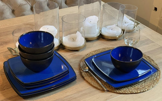 Camping Servies - 12 Delig – 100% Melamine Servies Set – Campingservies – Melamine Servies - Blue Ocean