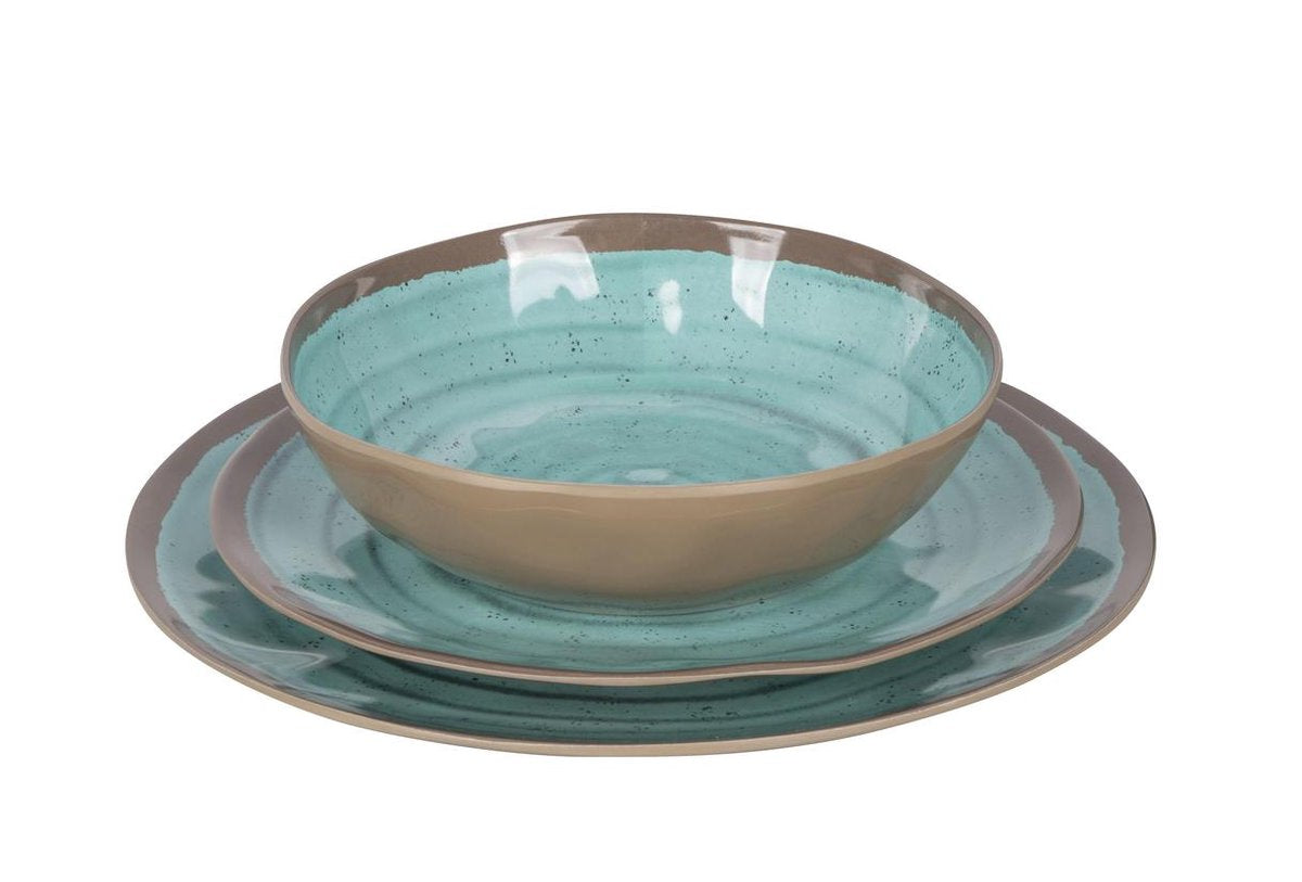 Bo-Camp Servies Halo - 12 Delig Melamine - Aqua