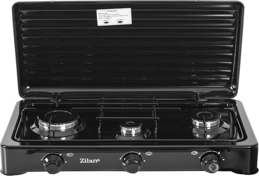 Zilan - Gas Kooktoestel 3 Pits - Campingkooktoestel - Gaskookplaat - Zwart
