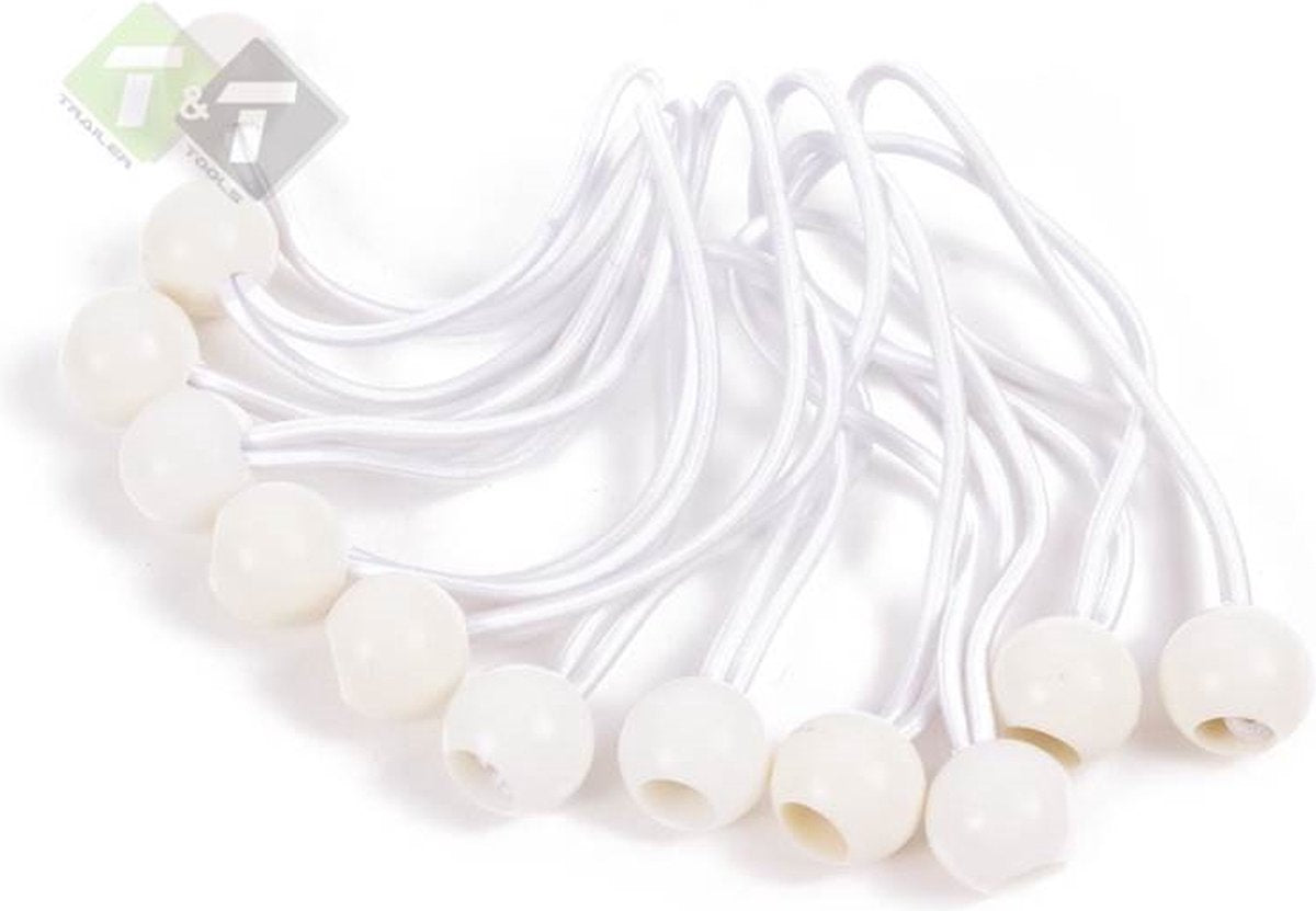 Elastiek Met Bal Wit - 12 Delig - Spanelastiek - 17cm - Benson