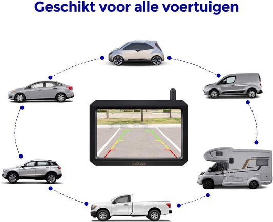 Nince ARC1 Draadloze Achteruitrijcamera Draadloos 2022 Model - 5 Inch Digitale Achteruit Rijcamera Met IR Nachtzicht - 2 Kanaals