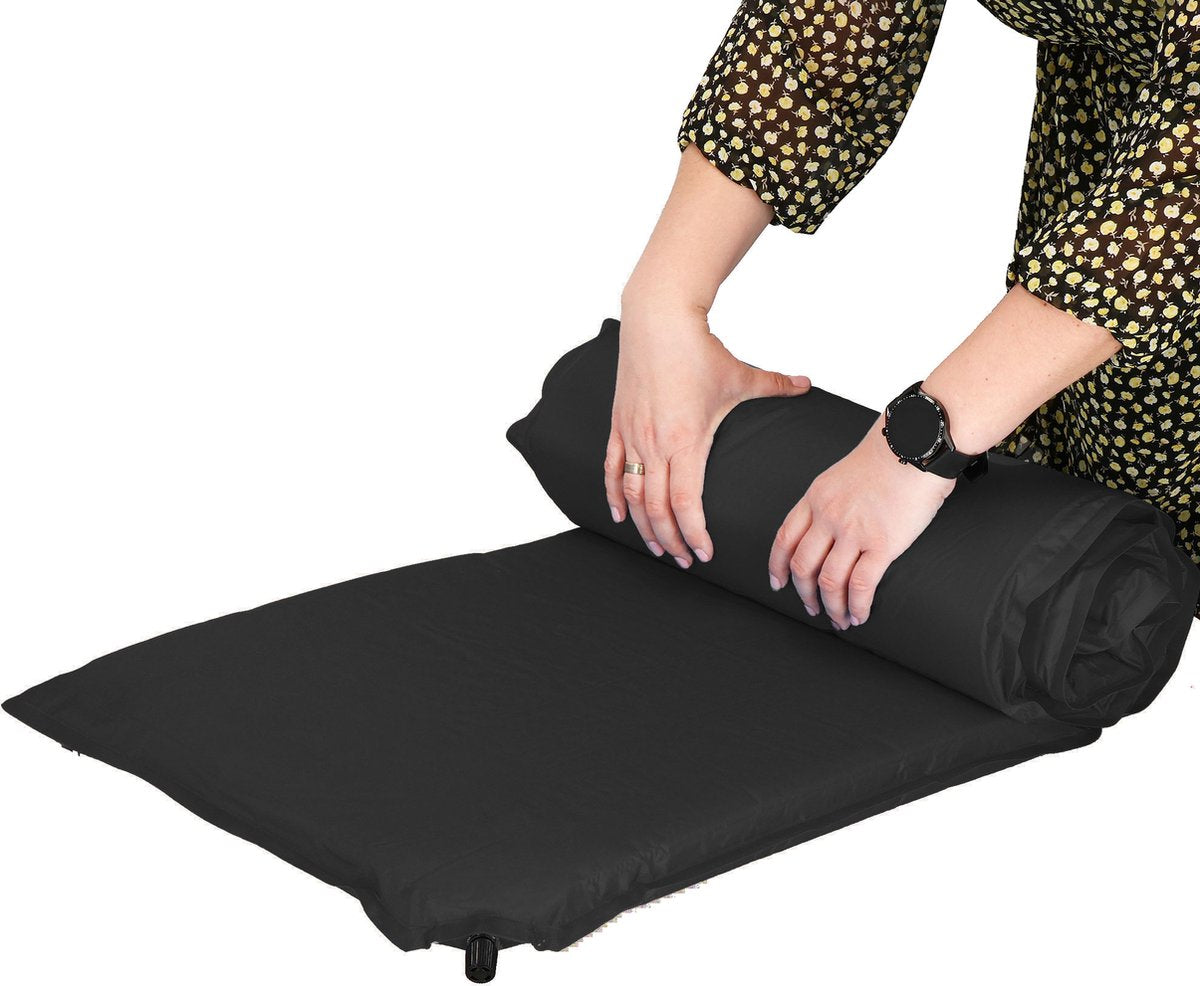 Springos Slaapmat | Zelfopblazend | 180 Cm | Inclusief Hoes | Zwart