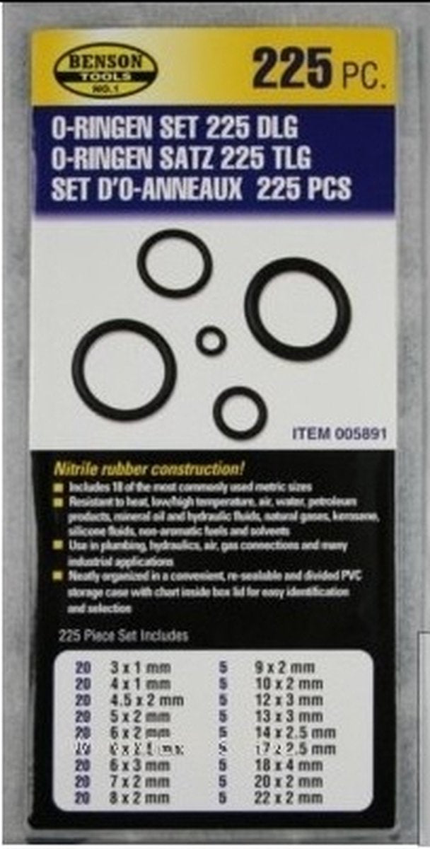 Benson O-ringen Set 225-delige Doos - Rubberen Ringetjes Set - Afsluitringetjes Set