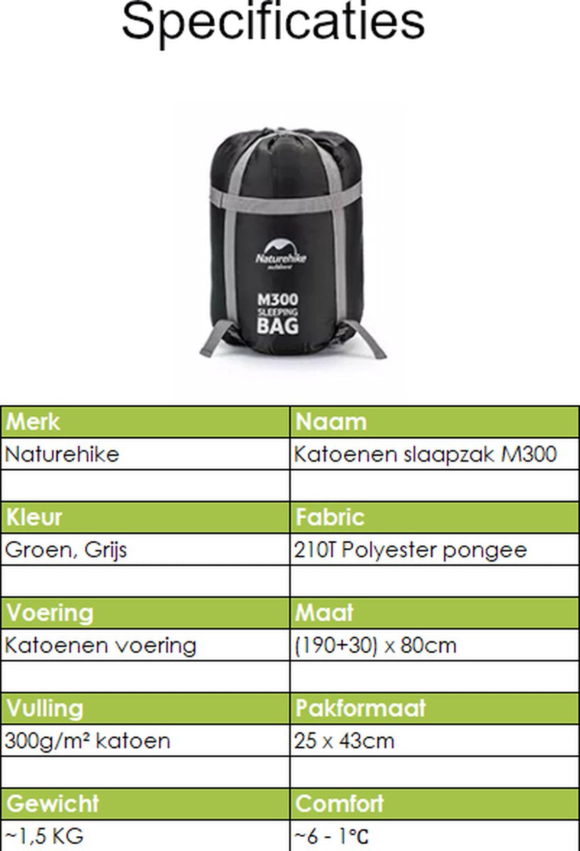 Naturehike® Slaapzak Katoen - 6 Tot 1 Graden - Slaapzakken Volwassenen - 220*80cm - 4 Seizoenen Slaapzak Lente, Zomer, Herfst & Winter - Lichtgewicht & Waterdicht