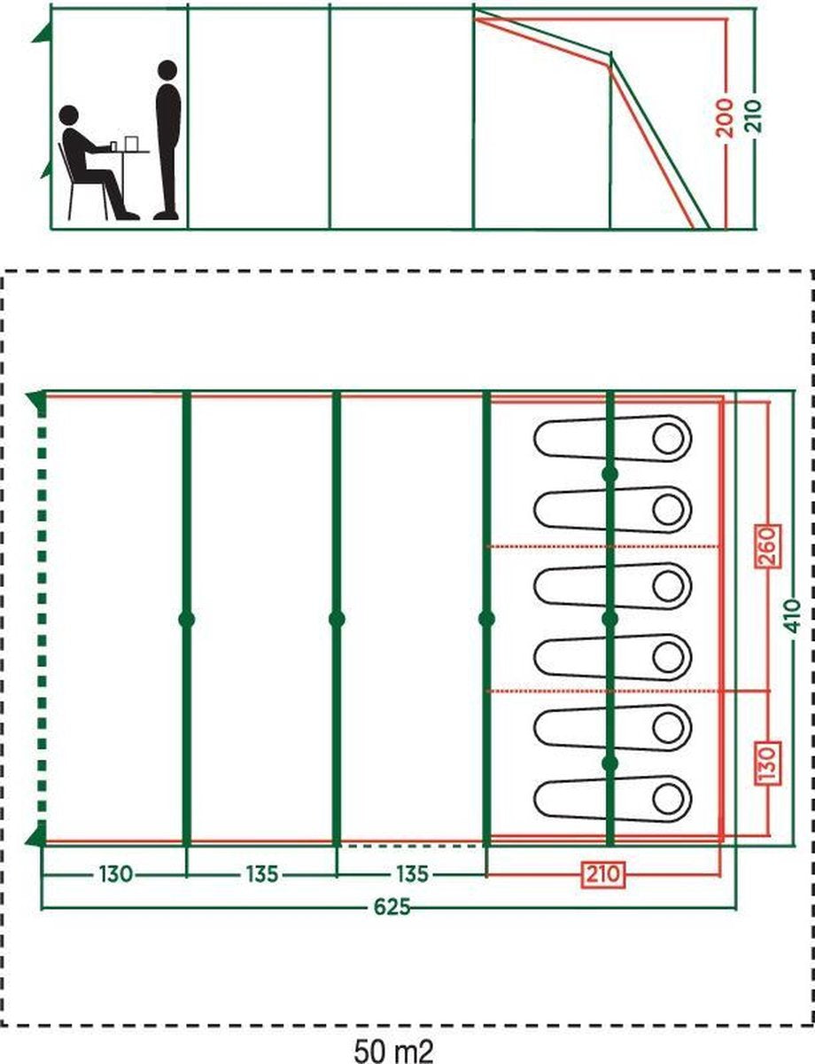 Coleman Vail 6L Tunneltent - Familie Tent - 6-Persoons - Grijs/Groen