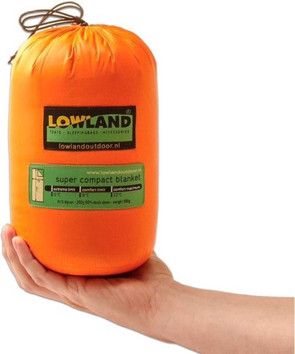  LOWLAND OUTDOOR® Donzen Slaapzak - Super Compact Blanket - 210 X 80 Cm - 590gr +8°C