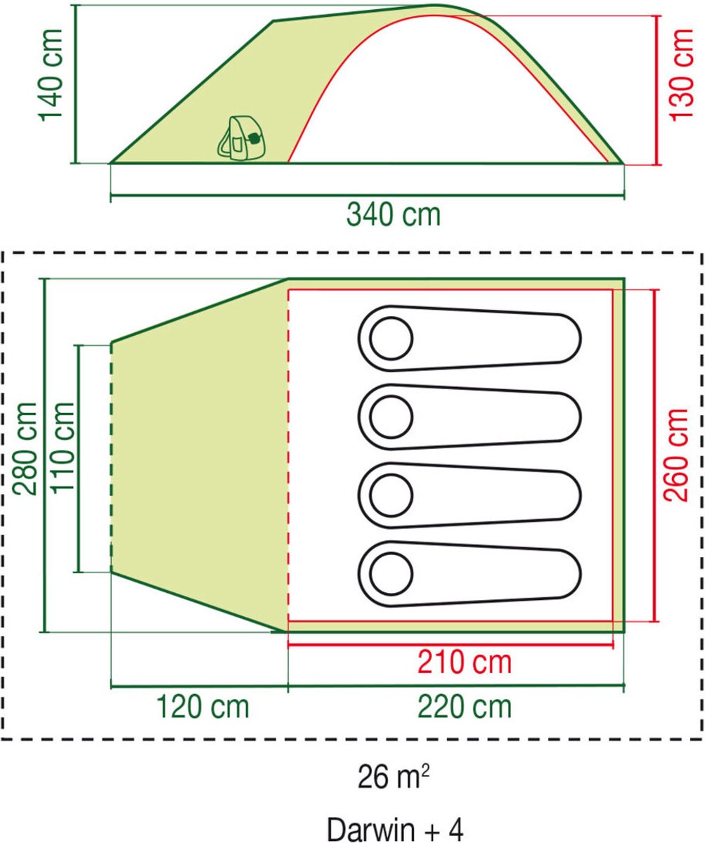  Coleman Darwin 4 Plus Koepeltent - 4-Persoons - Groen