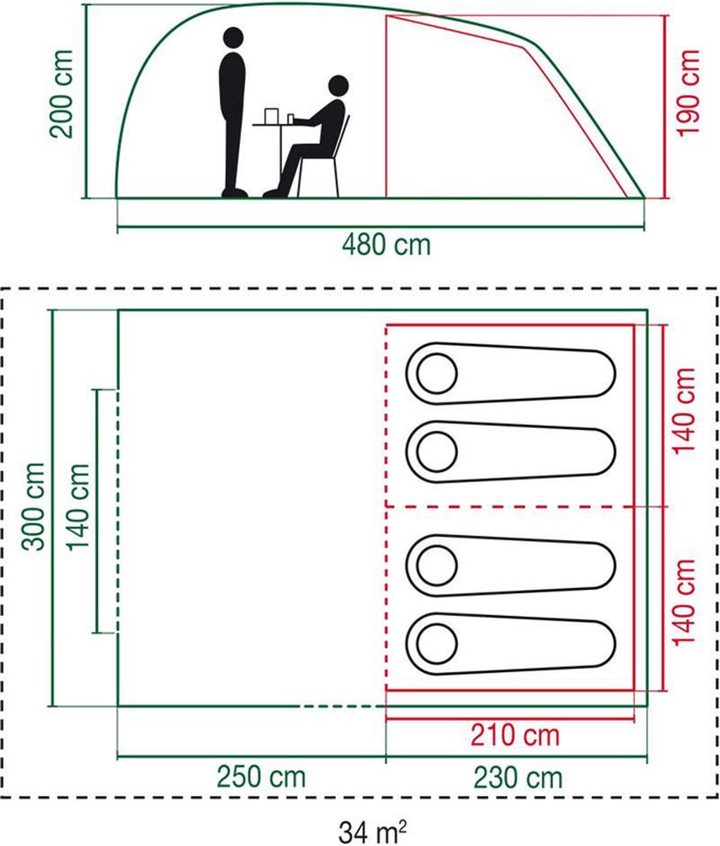  Coleman Vespucci 4 Tunneltent - Familietent - 4-Persoons - Groen