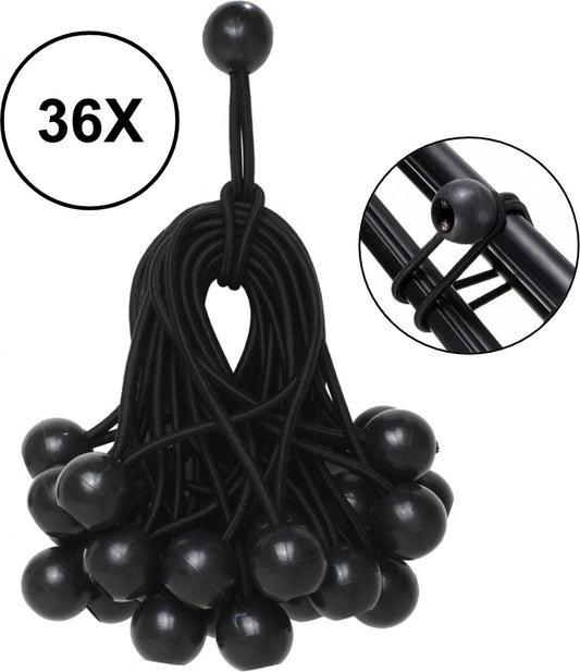  PD® - Spanelastiek - Zwart - Elastiek Koord - Spanrubbers - Elastiek Met Bal - Tentspanner - Tentelastiek - Tentspanners Met Bal - Elastiek Trampoline