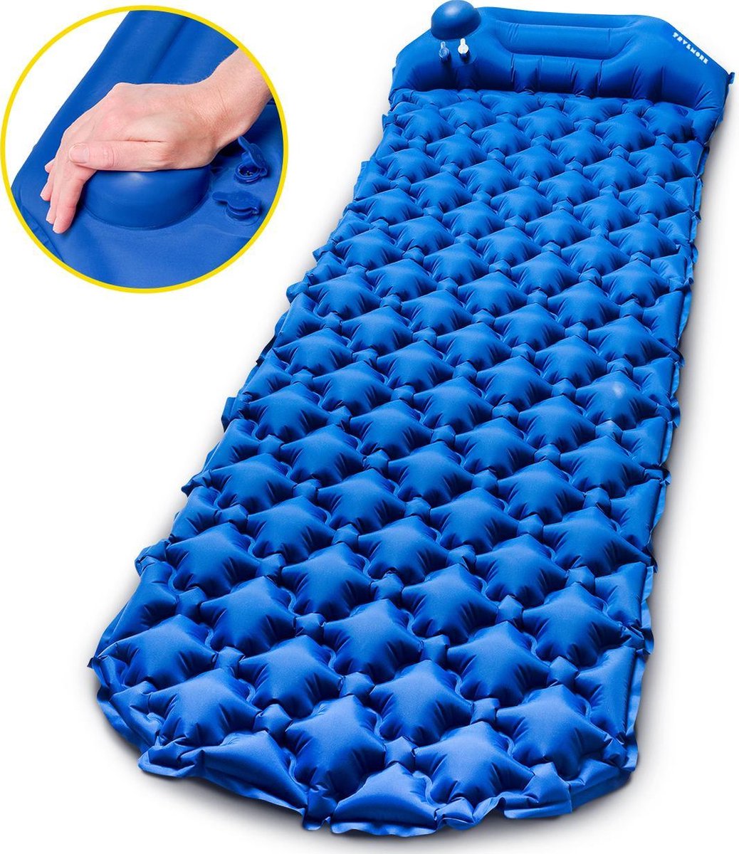 TRVLMORE Slaapmat - Zelfopblazend - 1 Persoons - Ingebouwde Pomp En Kussen - Blauw