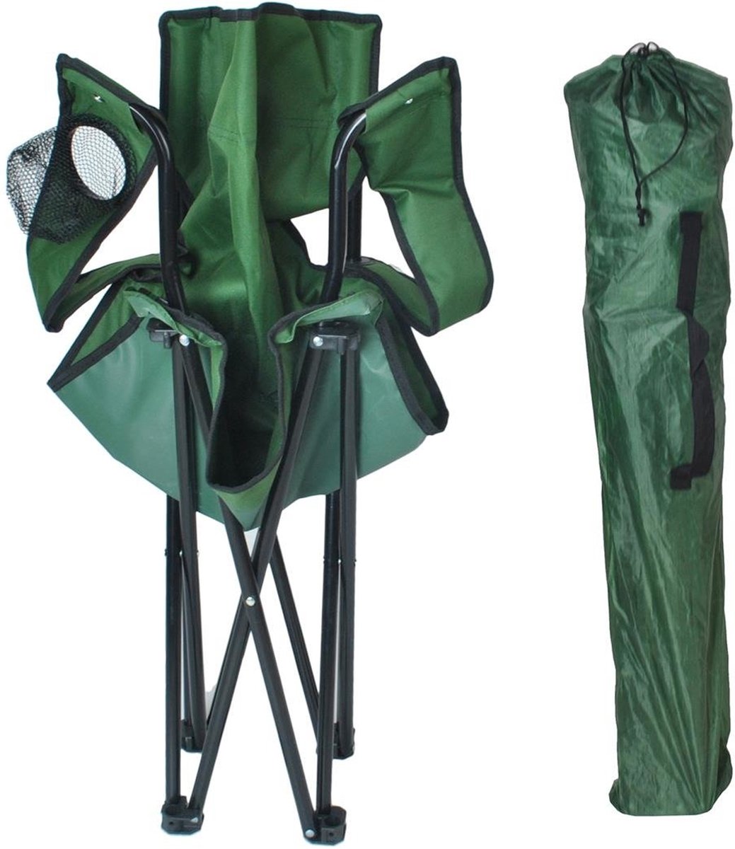  Campingstoel - Inklapbaar Visstoel - Vouwstoel - Comfortabel - Opvouwbaar Stoel - Max. 120 KG - Groen - Rheme