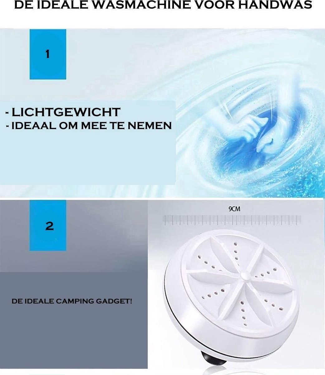 Merkloos Mini Wasmachine - 1 Stand - 1kg Wascapaciteit - Vernieuwde Chipset