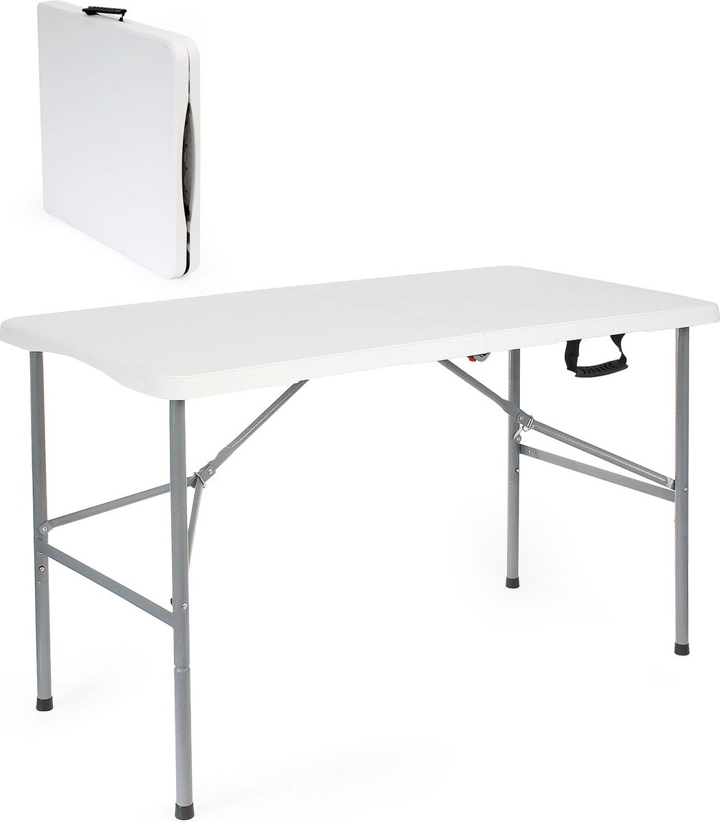  Toboli Klaptafel 120x60x74cm Campingtafel Wit; Bijzettafel, Inklapbare Tafel - Multistrobe