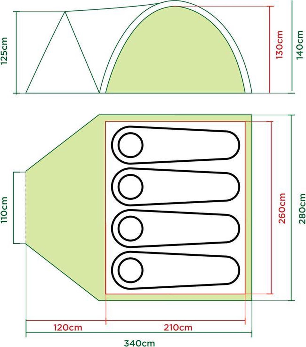  Coleman Darwin 4 Plus Koepeltent - 4-Persoons - Groen