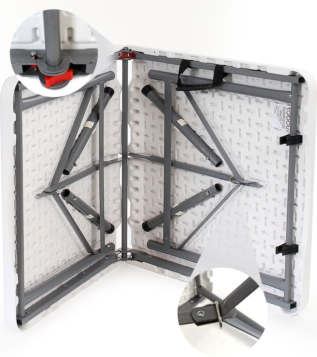  Toboli Klaptafel 120x60x74cm Campingtafel Wit; Bijzettafel, Inklapbare Tafel - Multistrobe