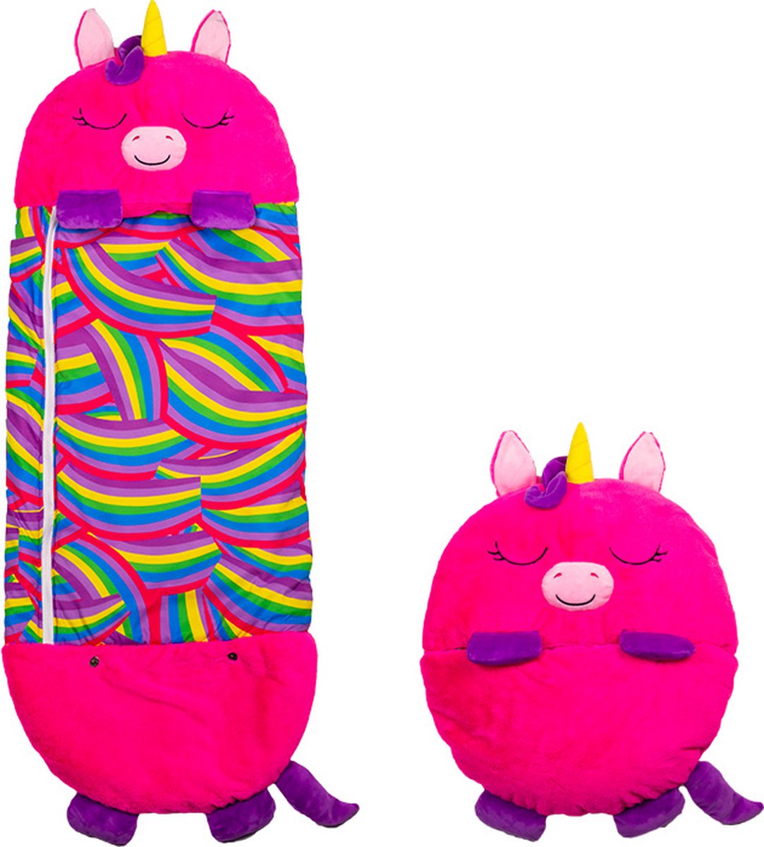  Mediashop Happy Nappers Kinderslaapzak - 2-in-1 Zachte Knuffel En Zomerslaapzak - Roze Eenhoorn Motief Voor Kinderen Van 3 Tot 6 Jaar