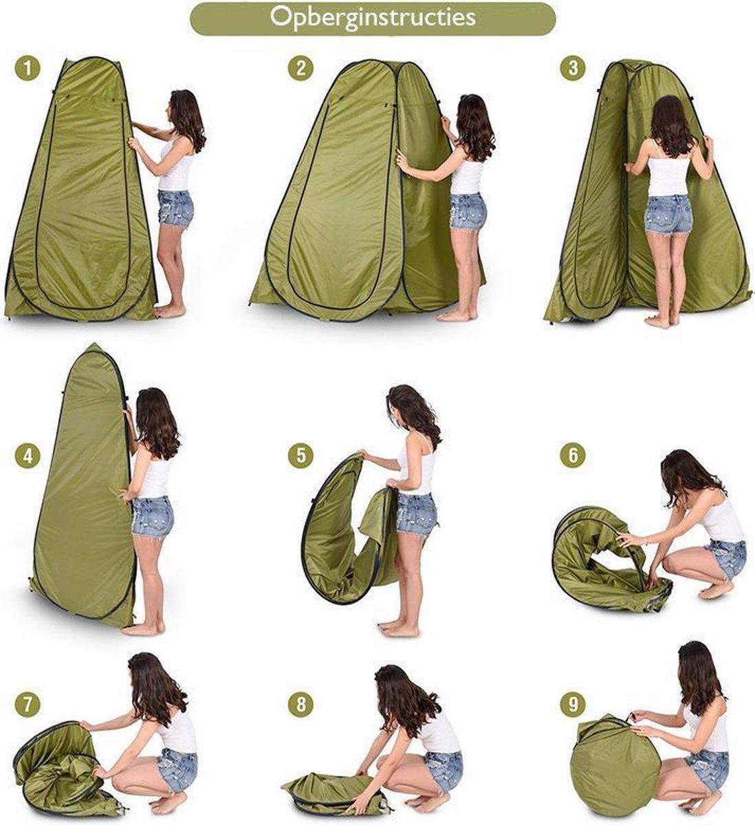  NordFalk Douchetent Pop-up 190 Cm - Camping Douche - Omkleedtent - Incl. Tentharingen En Draagtas - Groen