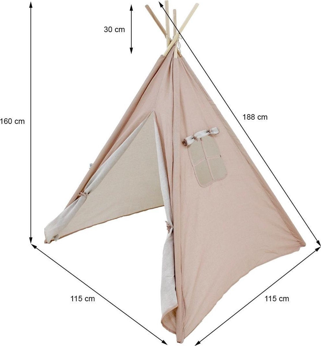  KidCollection Premium Tipitent - 103x103x160cm - Roze