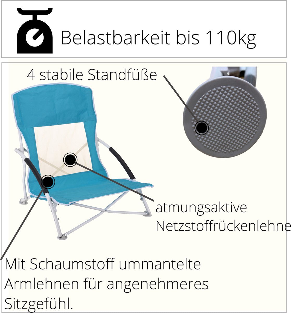  JEMIDI Lichtgewicht Inklapbare Draagbare Strandstoel - Opvouwbare Campingstoel Met Draagtas - Ademend En Comfortabel