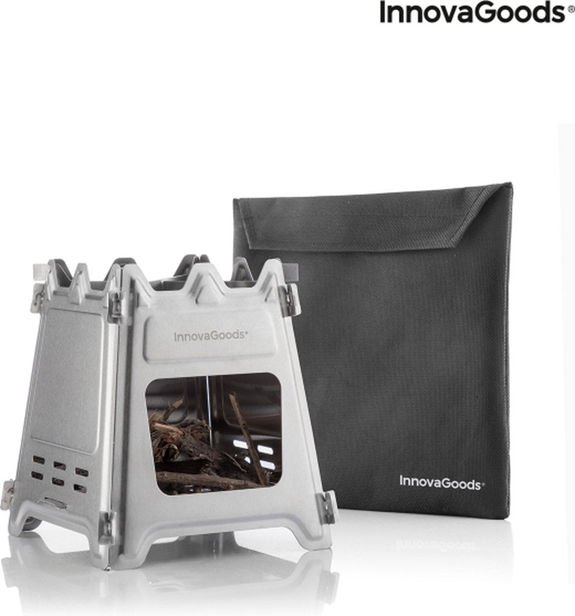 Innovagoods INKLAPBARE STALEN CAMPINGOVEN FLAMET - Camping Oven - Mini Oven - Camping Oventje - Oventje Camping - Mini Oven Vrijstaand - Mini Oventje
