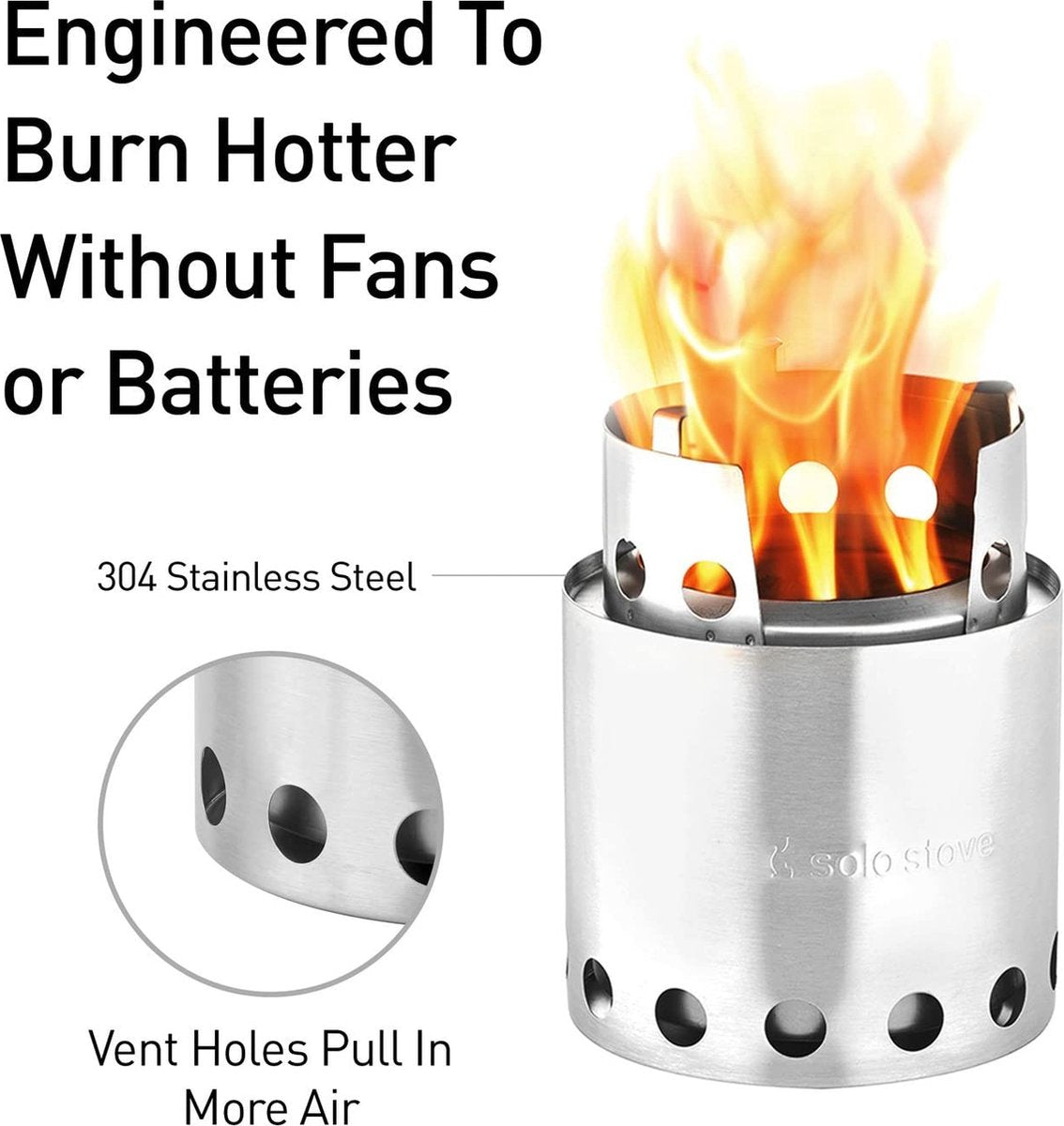  Solo Stove Lite Draagbare Kooktoestel. Geen Vloeibare Brandstof Nodig. Krachtige Efficiënte Houtverbranding En Weinig Rook. Voor 1-2 Personen, 304 Roestvrijstaal, Compact ⌀ 10,8 Cm, Hoogte 14,5 Cm, 255g.