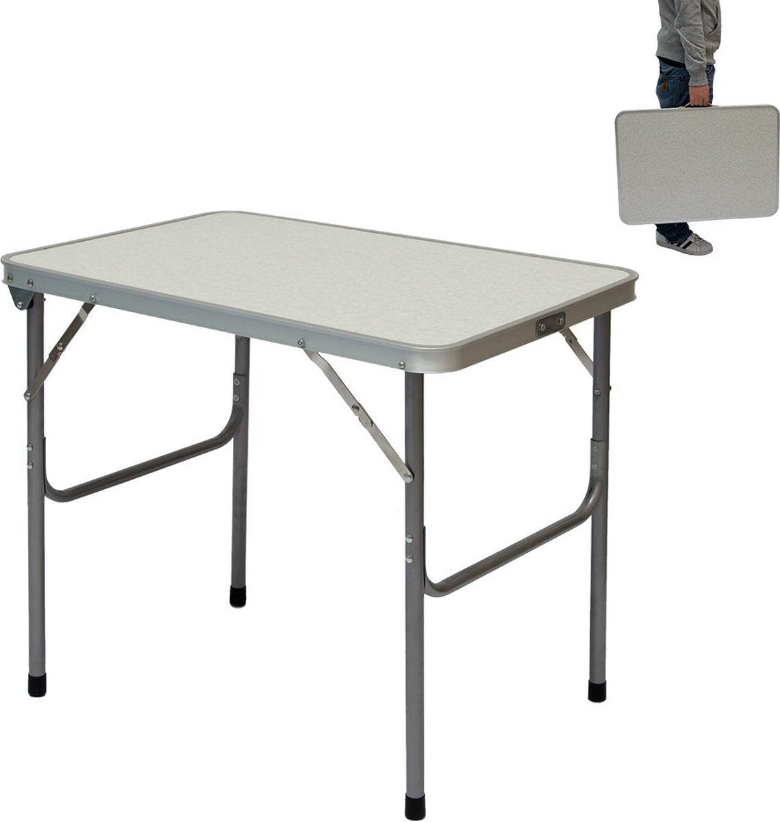  Alu Campingtafel 70x55cm - Inklapbbar Kampeertafel - Picknicktafel Licht Vouwtafel Klaptafel Grijs