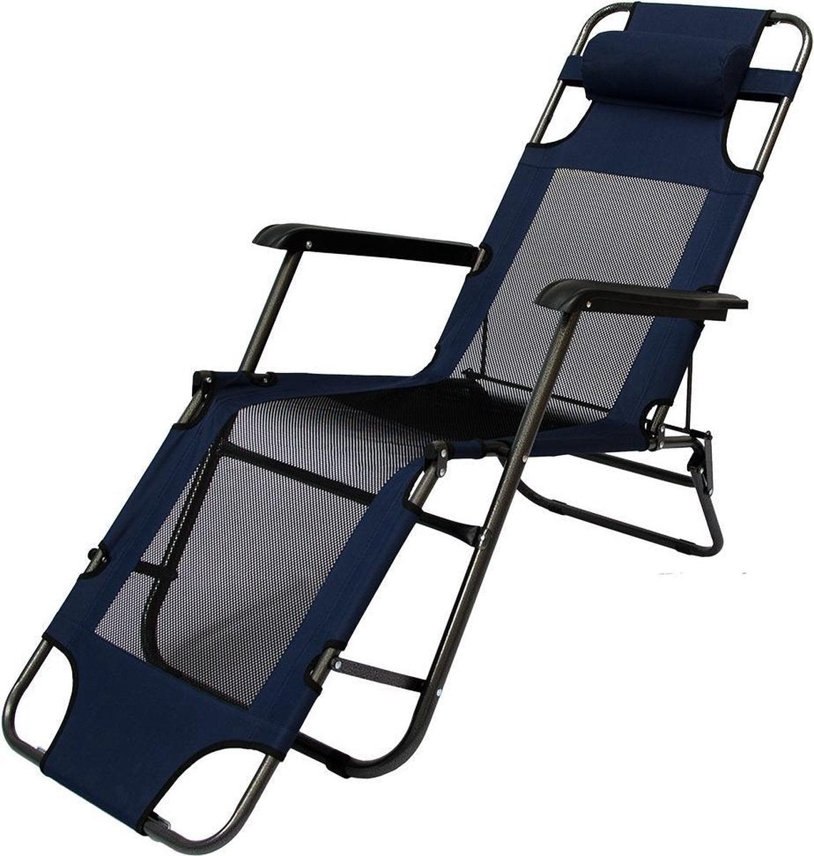 Ligstoel 180x60cm - Opvouwbaar Campingstoel Ligbed Strandstoel Tuinstoel Vouwligstoel Blauw
