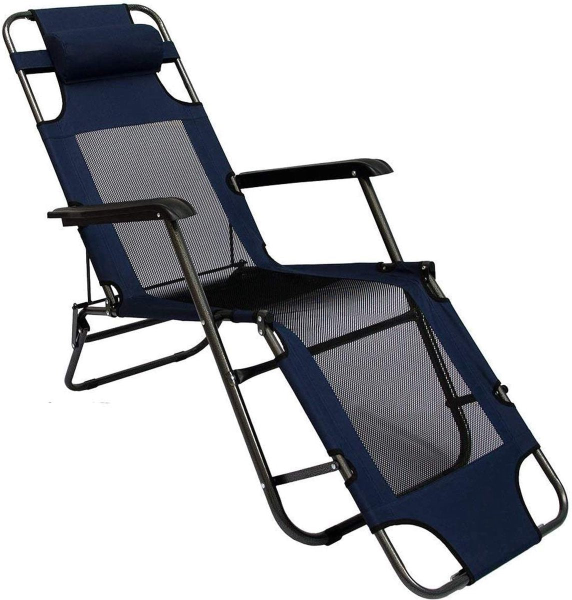 Ligstoel 180x60cm - Opvouwbaar Campingstoel Ligbed Strandstoel Tuinstoel Vouwligstoel Blauw