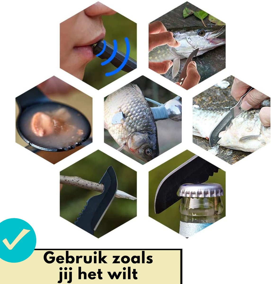  Lynnz® Spork 7 In 1 - Camping Bestek - Campingbestek - Campingservies - Reisbestek - Bestek To Go - Jachtmes - Rambomes