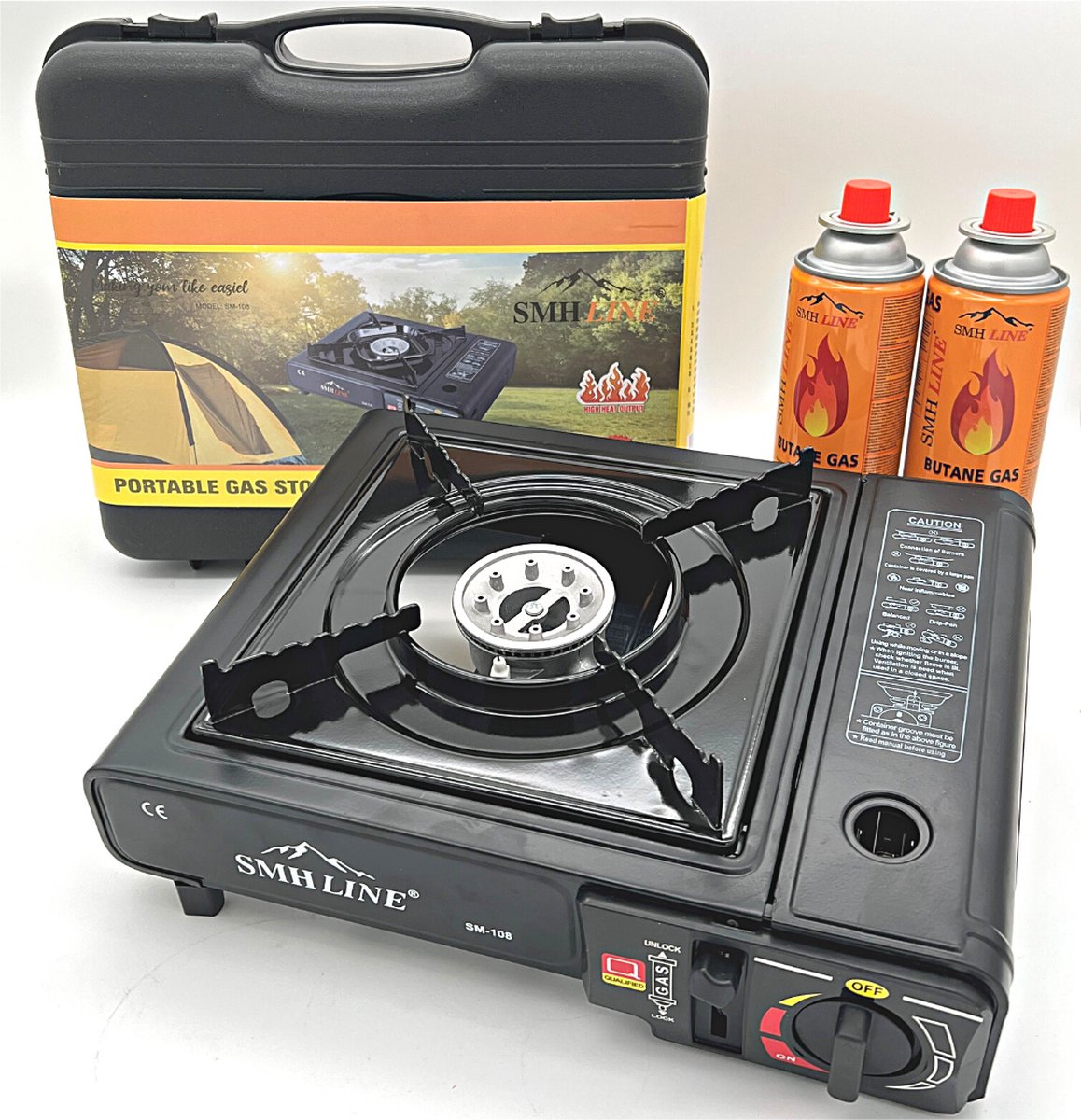  Camping Kooktoestel - Draagbaar Gasfornuis - Incl. 2x Gasflessen En Koffer