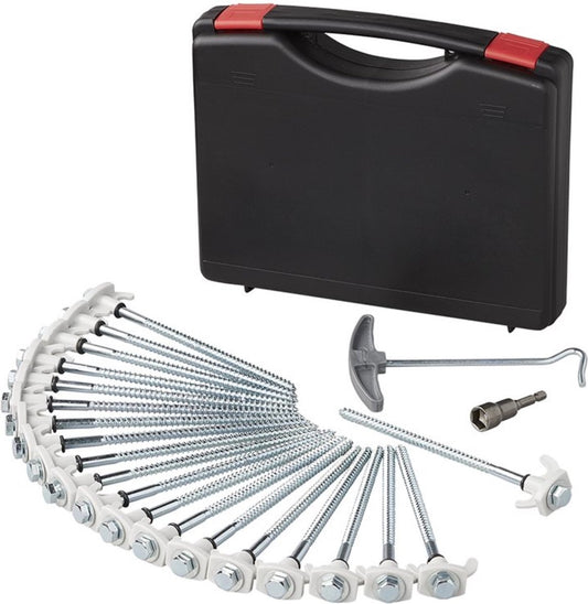 PROPLUS Pro Plus Tentharing Set - 20 Stuks - Ø 7 X 200 Mm - Schroefbaar - Adapter + Koffer
