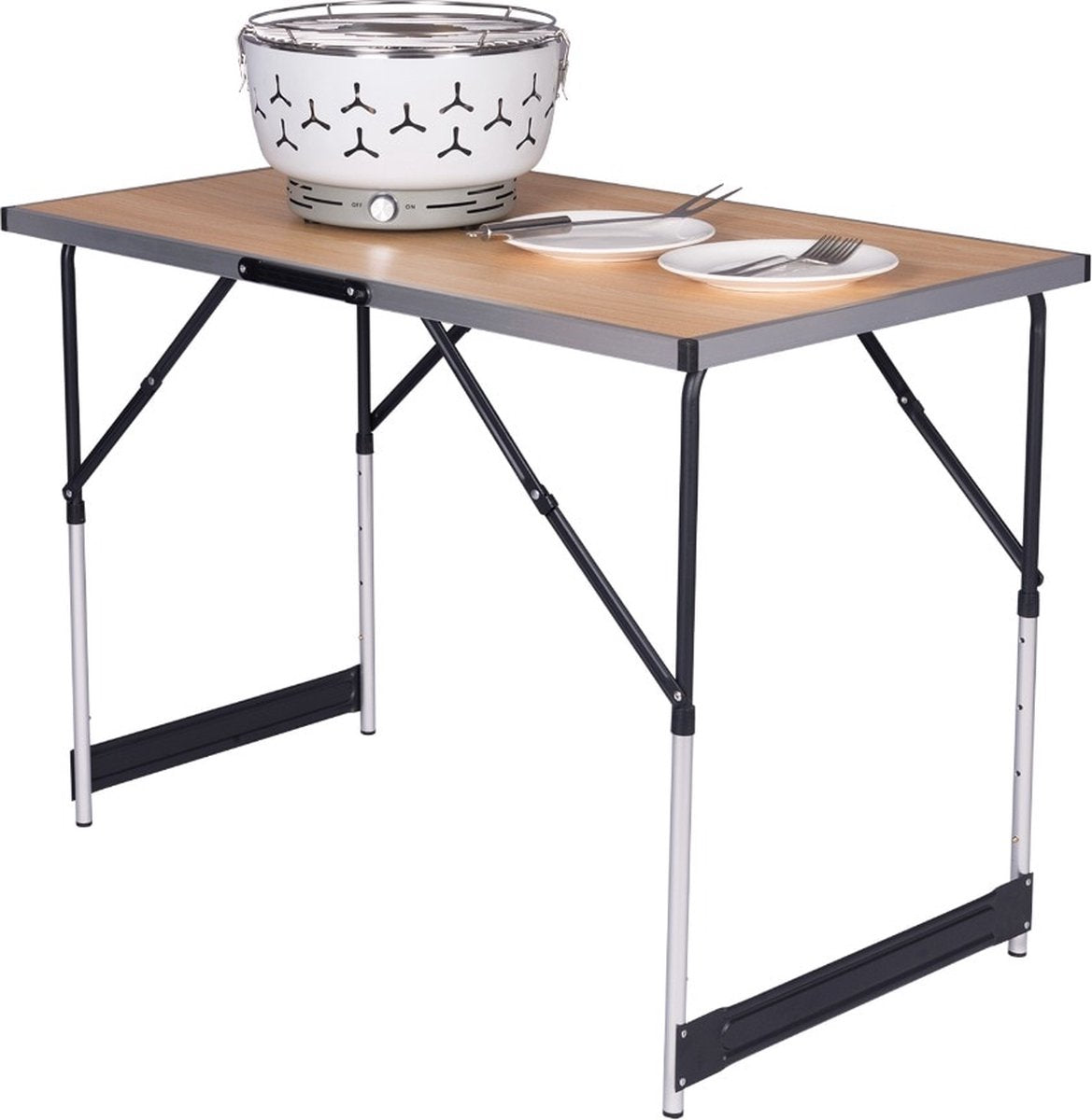  Kamyra® Campingtafel Inklapbaar - Kampeertafel, Partytafel - Opvouwbaar, Lichtgewicht &amp; In Hoogte Verstelbaar - Aluminium/Hout