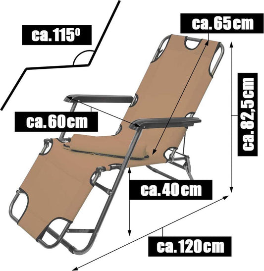  Ligstoel Opvouwbaar 155x60cm - Lichte Ligbed Relaxstoel Tuinstoel Campingstoel Strandstoel