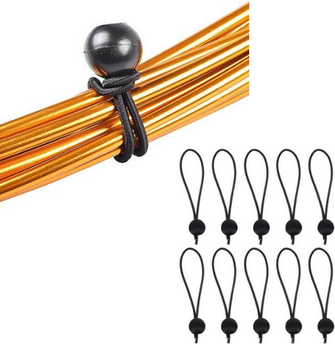  Elastische Tentspanner Met Bal 16 Tot 30 Cm- Spanelastiek - Tent - Spanner Met Plastic Bal
