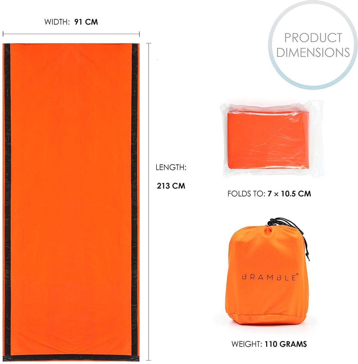  Bramble Noodslaapzak 213 X 91 Cm Polyetheen Oranje 5 Stuks