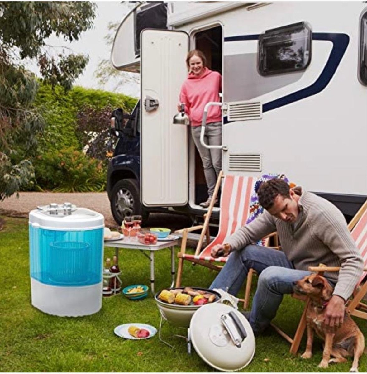  Mini-lader, Wasmachine, Met Centrifuge, Campingwasmachine Tot 3 Kg, Klein En Handig Met Draaggreep [Energieklasse B]